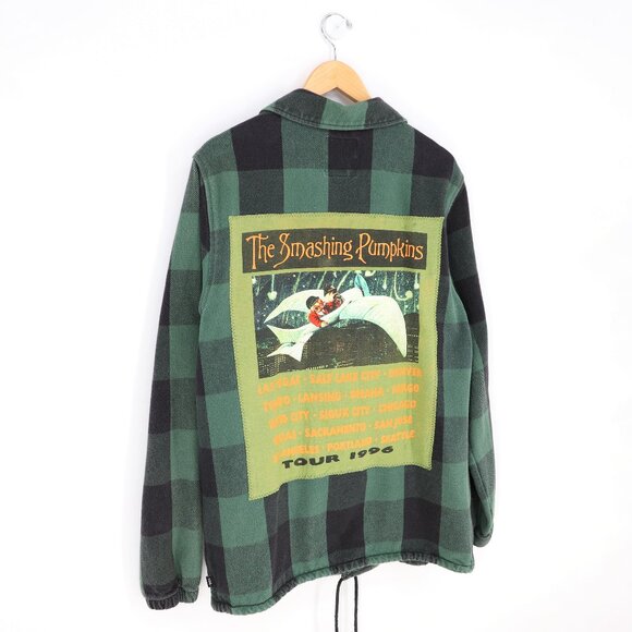 Upcycled Reworked The Smashing Pumpkins 1996 Tour Flannel Custom Retro Jacket - Picture 5 of 8